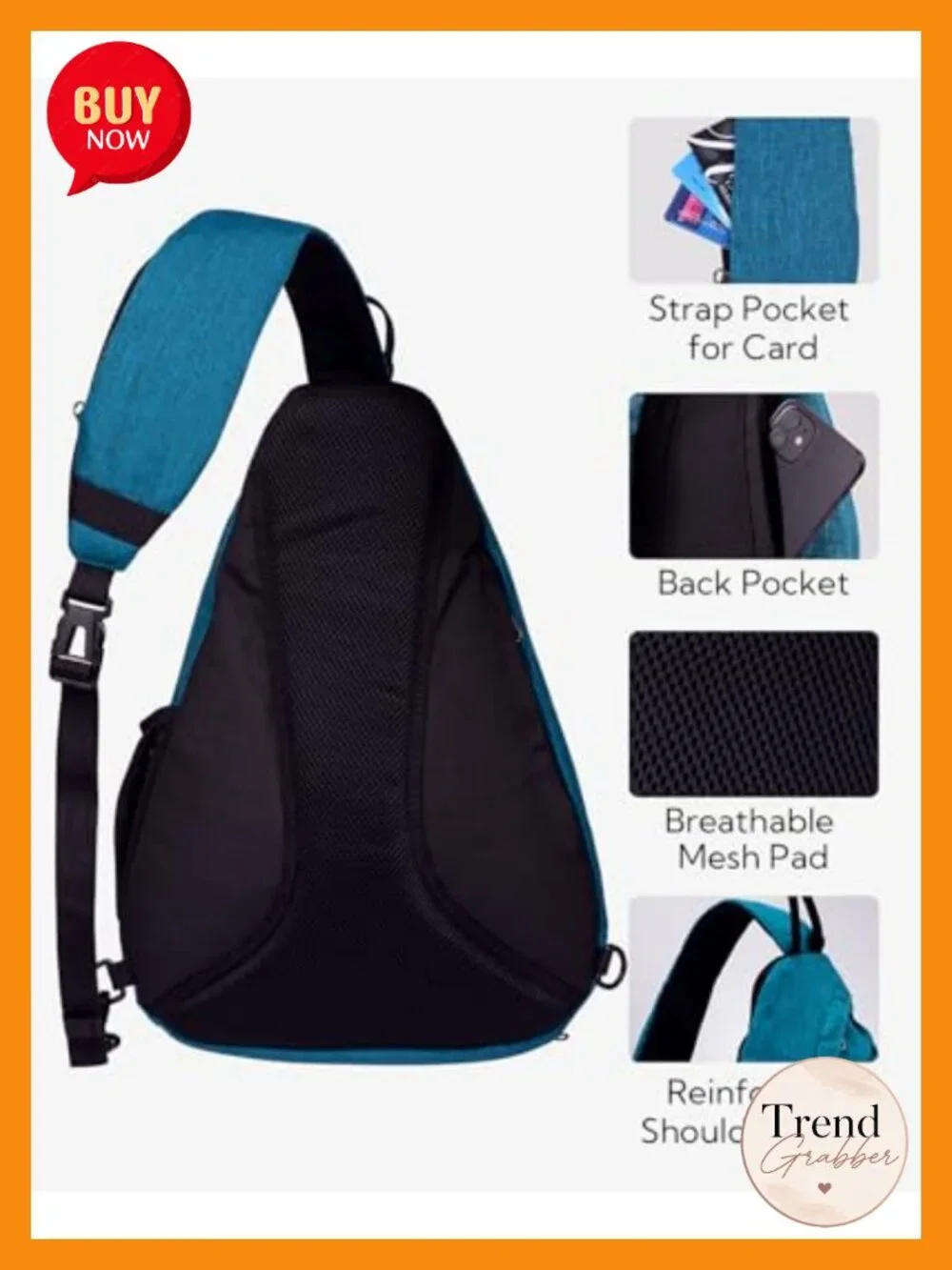 Nylon Sling Backpack Crossbody Shoulder Bag for Travel Hiking Cycling Daypack